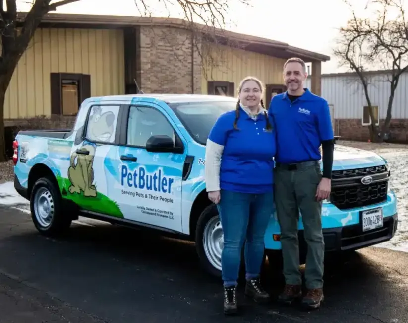 Todd Bingnear, owner of Pet Butler of Gilbertsville, PA, standing next to a Pet Butler truck.